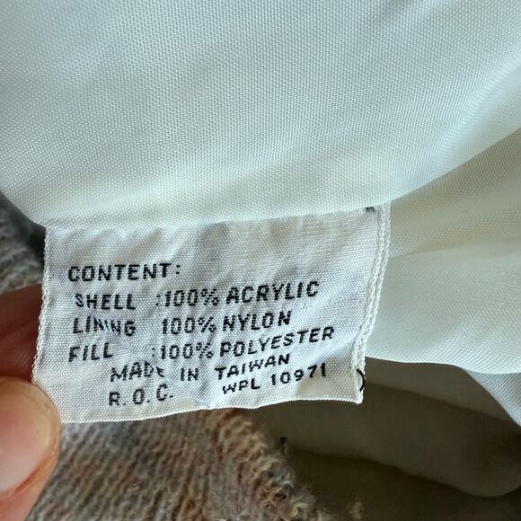 Vtg Cable Knit Sweater Jacket Attached Scarf Shawl Collar Pink Bomber Womens M - Picture 13 of 14